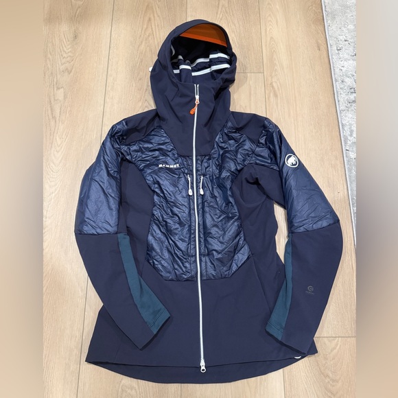 Mammut 🦣 Women’s Eisfeld SO hybrid hoodie, soft shell jacket, size S, navy - Picture 4 of 9